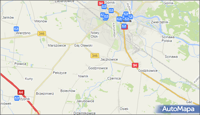 mapa Jaczkowice, Jaczkowice na mapie Targeo
