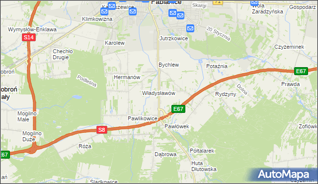 mapa Jadwinin gmina Pabianice, Jadwinin gmina Pabianice na mapie Targeo