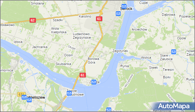 mapa Jadwisin gmina Serock, Jadwisin gmina Serock na mapie Targeo