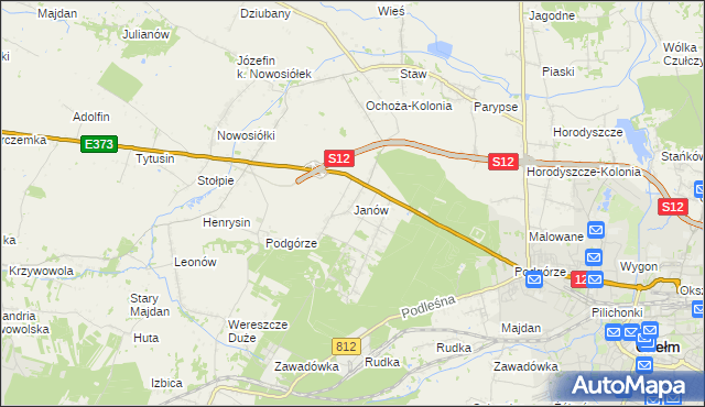 mapa Janów gmina Chełm, Janów gmina Chełm na mapie Targeo