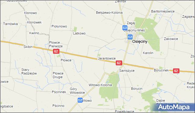 mapa Jarantowice gmina Osięciny, Jarantowice gmina Osięciny na mapie Targeo
