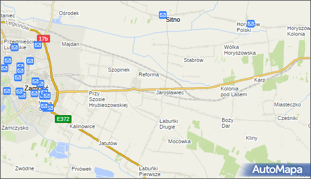 mapa Jarosławiec gmina Sitno, Jarosławiec gmina Sitno na mapie Targeo
