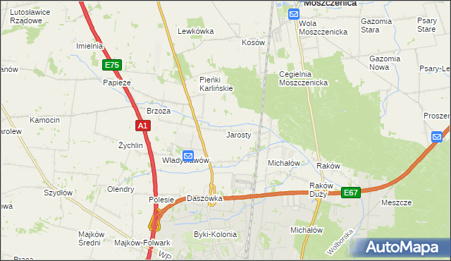 mapa Jarosty, Jarosty na mapie Targeo