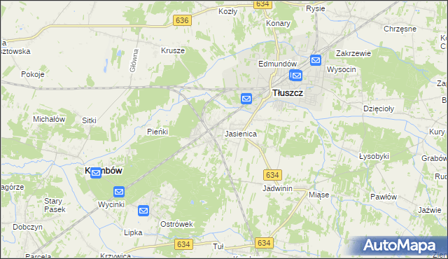 mapa Jasienica gmina Tłuszcz, Jasienica gmina Tłuszcz na mapie Targeo