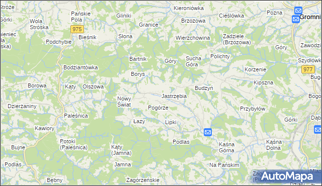 mapa Jastrzębia gmina Ciężkowice, Jastrzębia gmina Ciężkowice na mapie Targeo