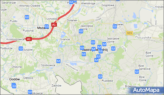 mapa Jastrzębie-Zdrój, Jastrzębie-Zdrój na mapie Targeo