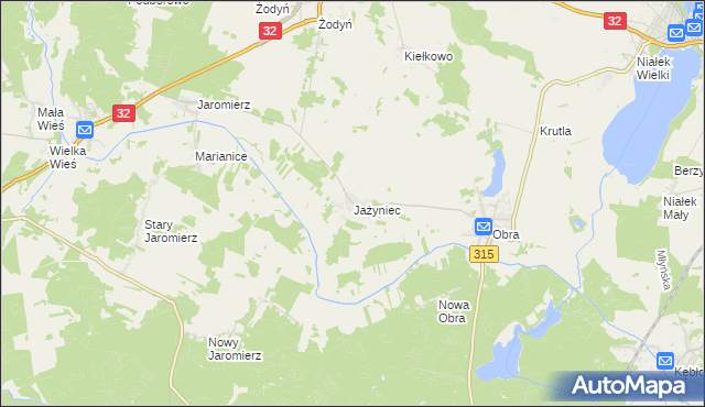 mapa Jażyniec, Jażyniec na mapie Targeo