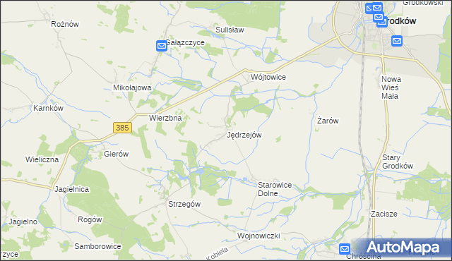 mapa Jędrzejów gmina Grodków, Jędrzejów gmina Grodków na mapie Targeo