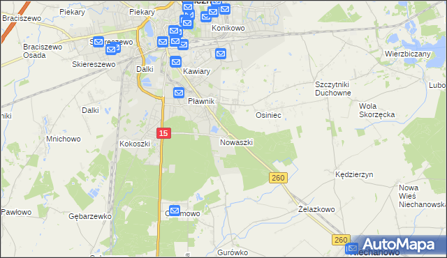 mapa Jelonek gmina Niechanowo, Jelonek gmina Niechanowo na mapie Targeo