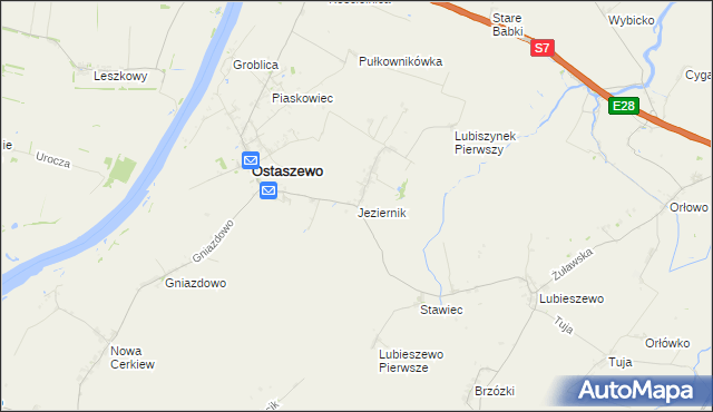 mapa Jeziernik gmina Ostaszewo, Jeziernik gmina Ostaszewo na mapie Targeo