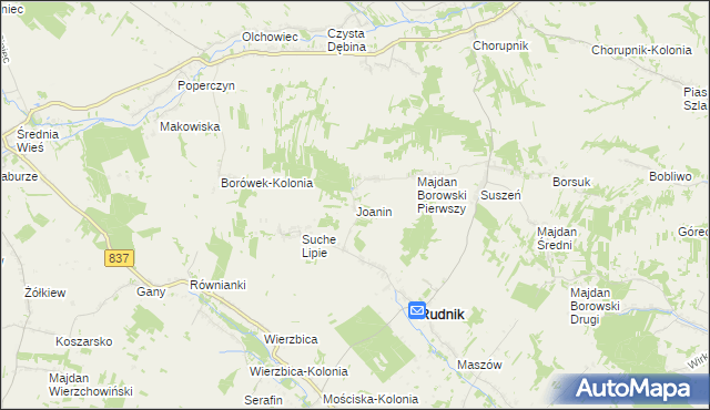 mapa Joanin gmina Rudnik, Joanin gmina Rudnik na mapie Targeo