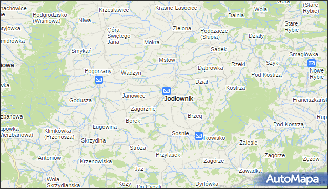 mapa Jodłownik, Jodłownik na mapie Targeo