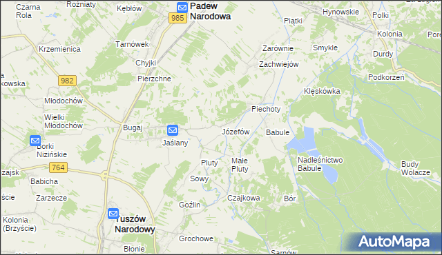 mapa Józefów gmina Tuszów Narodowy, Józefów gmina Tuszów Narodowy na mapie Targeo