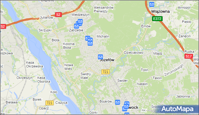 mapa Józefów powiat otwocki, Józefów powiat otwocki na mapie Targeo