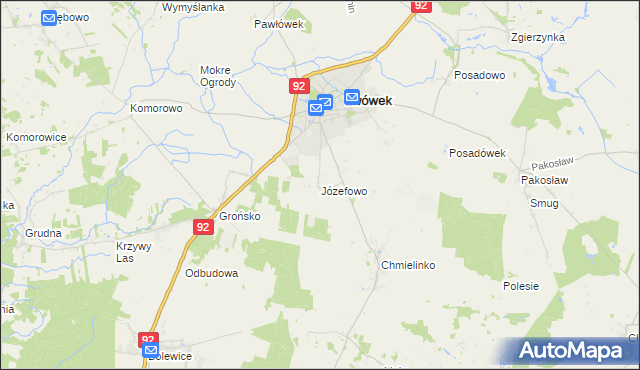 mapa Józefowo gmina Lwówek, Józefowo gmina Lwówek na mapie Targeo