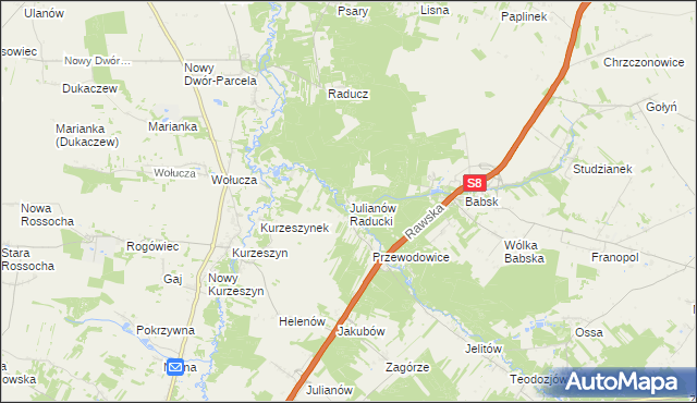 mapa Julianów Raducki, Julianów Raducki na mapie Targeo