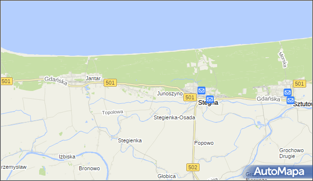 mapa Junoszyno, Junoszyno na mapie Targeo