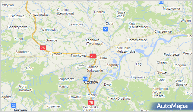 mapa Jurków gmina Czchów, Jurków gmina Czchów na mapie Targeo