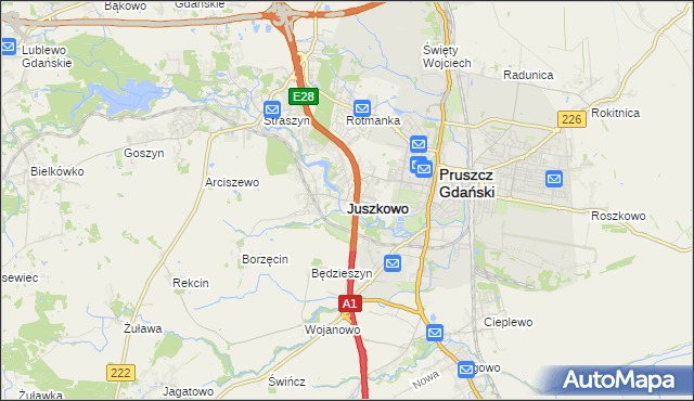 mapa Juszkowo, Juszkowo na mapie Targeo