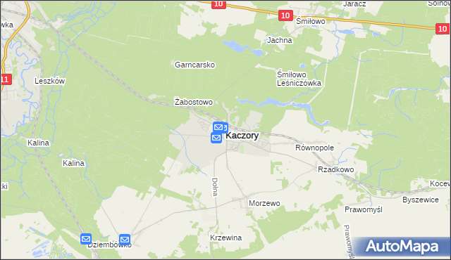 mapa Kaczory powiat pilski, Kaczory powiat pilski na mapie Targeo