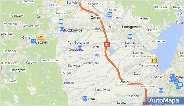 mapa Kalna, Kalna na mapie Targeo