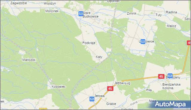 mapa Kały gmina Murów, Kały gmina Murów na mapie Targeo