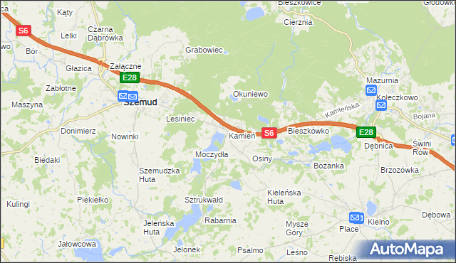 mapa Kamień gmina Szemud, Kamień gmina Szemud na mapie Targeo