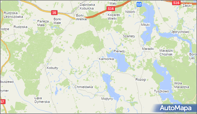 mapa Kamionka gmina Biskupiec, Kamionka gmina Biskupiec na mapie Targeo