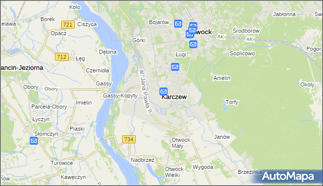 mapa Karczew powiat otwocki, Karczew powiat otwocki na mapie Targeo