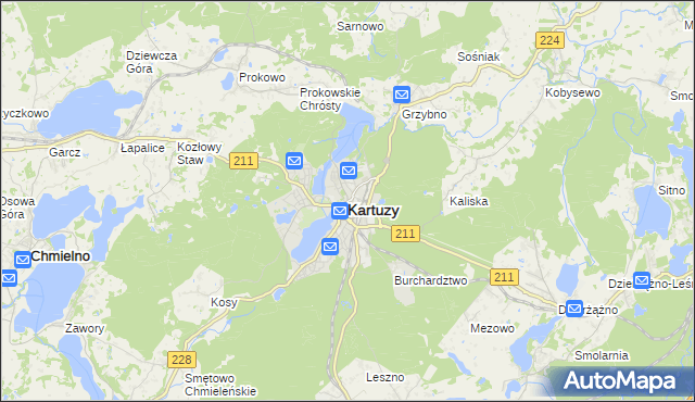 mapa Kartuzy, Kartuzy na mapie Targeo