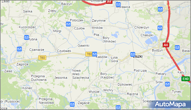 mapa Kaszów gmina Liszki, Kaszów gmina Liszki na mapie Targeo