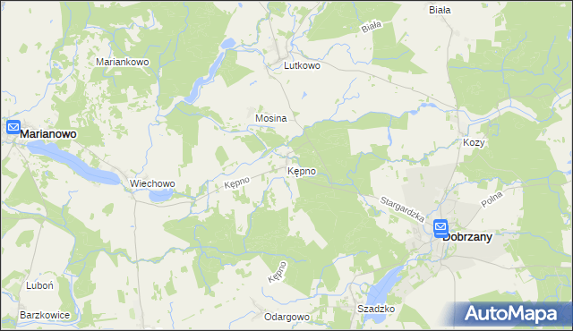 mapa Kępno gmina Dobrzany, Kępno gmina Dobrzany na mapie Targeo