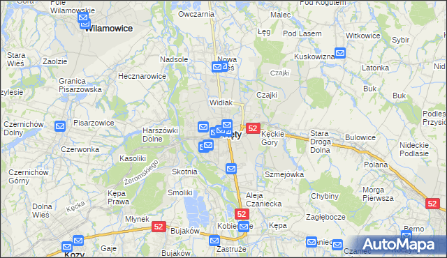 mapa Kęty, Kęty na mapie Targeo