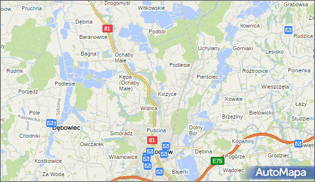 mapa Kiczyce, Kiczyce na mapie Targeo