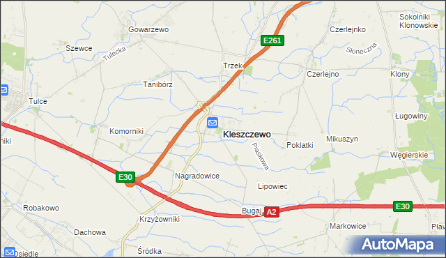mapa Kleszczewo powiat poznański, Kleszczewo powiat poznański na mapie Targeo