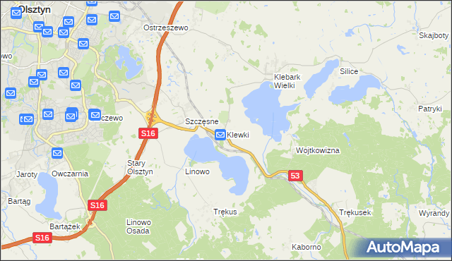 mapa Klewki gmina Purda, Klewki gmina Purda na mapie Targeo