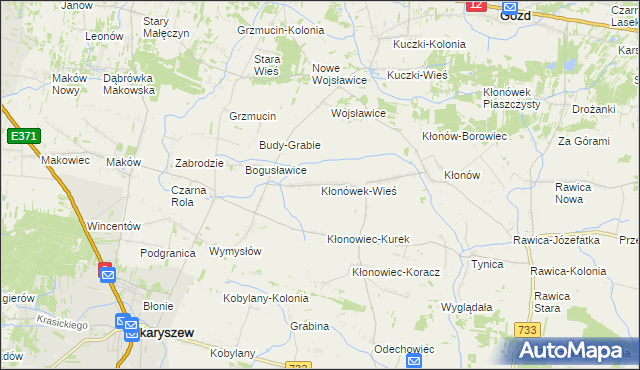 mapa Kłonówek-Wieś, Kłonówek-Wieś na mapie Targeo