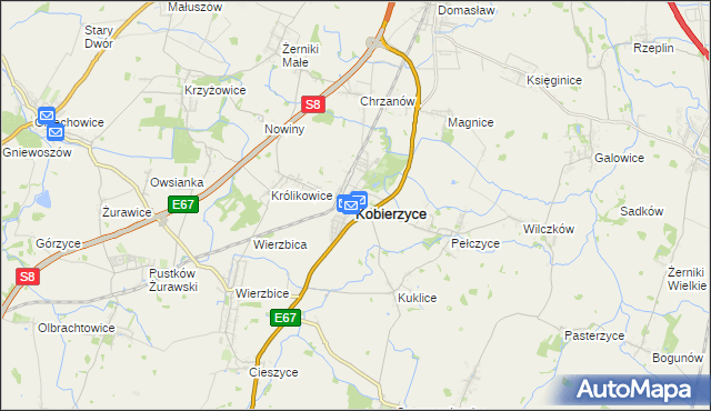 mapa Kobierzyce, Kobierzyce na mapie Targeo