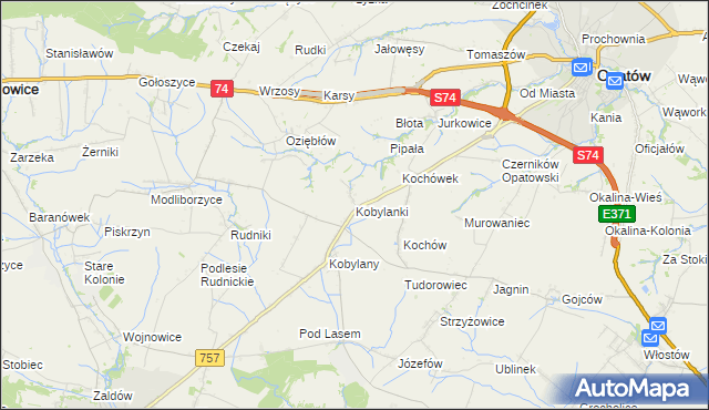 mapa Kobylanki gmina Opatów, Kobylanki gmina Opatów na mapie Targeo