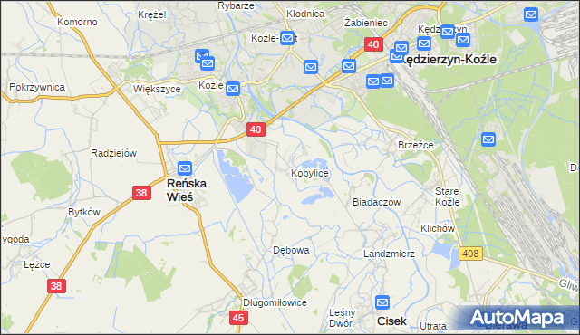 mapa Kobylice gmina Cisek, Kobylice gmina Cisek na mapie Targeo