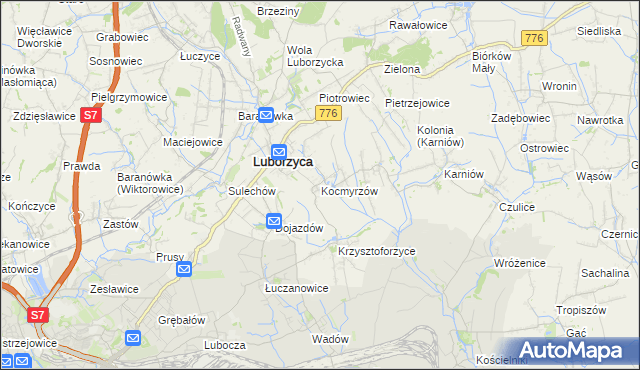 mapa Kocmyrzów, Kocmyrzów na mapie Targeo