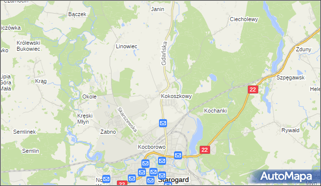 mapa Kokoszkowy, Kokoszkowy na mapie Targeo