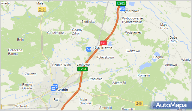 mapa Kołaczkowo gmina Szubin, Kołaczkowo gmina Szubin na mapie Targeo