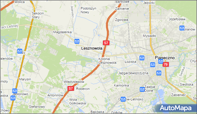 mapa Kolonia Lesznowola, Kolonia Lesznowola na mapie Targeo