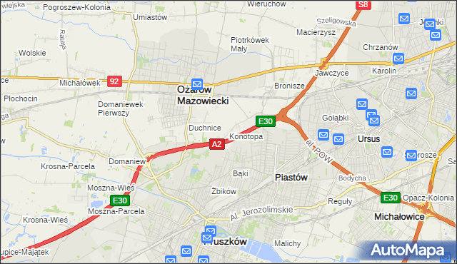 mapa Konotopa gmina Ożarów Mazowiecki, Konotopa gmina Ożarów Mazowiecki na mapie Targeo