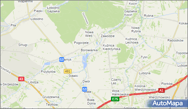 mapa Kopiec gmina Kłobuck, Kopiec gmina Kłobuck na mapie Targeo