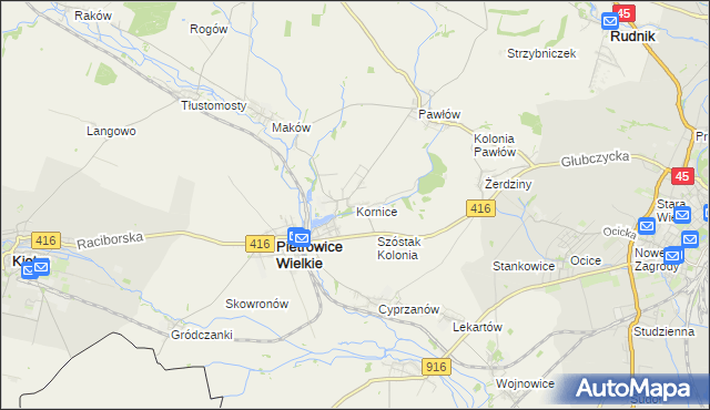mapa Kornice, Kornice na mapie Targeo