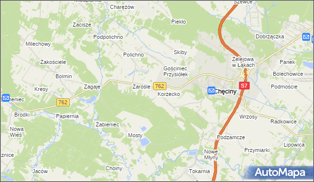 mapa Korzecko, Korzecko na mapie Targeo