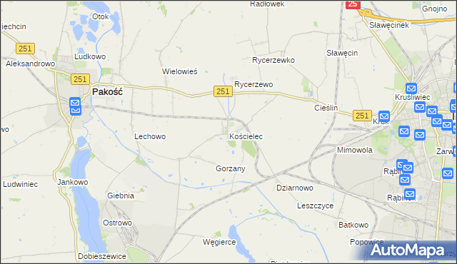 mapa Kościelec gmina Pakość, Kościelec gmina Pakość na mapie Targeo