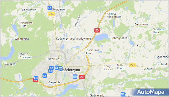 mapa Kościerska Huta, Kościerska Huta na mapie Targeo